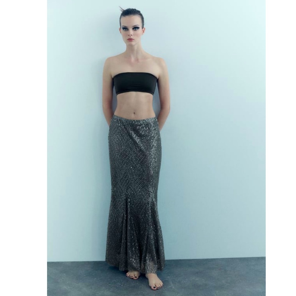 ZARA LONG SEQUIN SKIRT